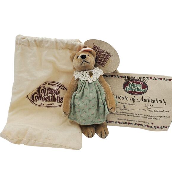 Ganz Cottage Collectibles Miniature KELLY Teddy Bear Bag COA CC7306 Floral Dress - Picture 2 of 5